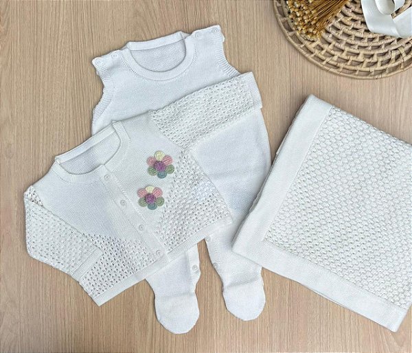 Saída de Maternidade Menina Heloísa 3 Peças – Dinhos Baby