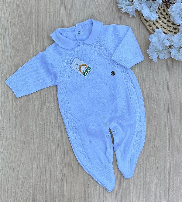 Saída de maternidade macacão Bolotas em tricot 2 peças