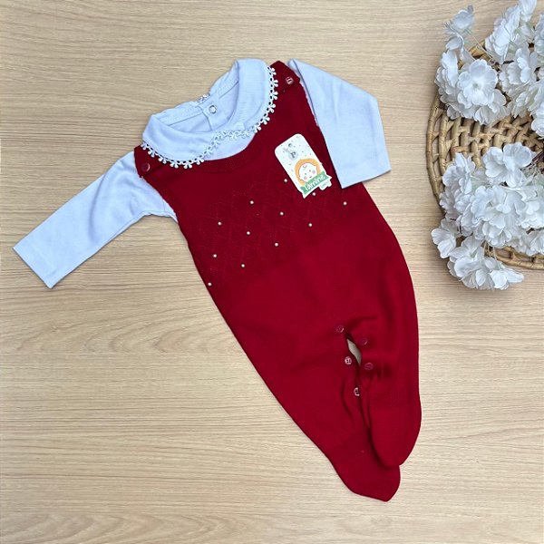 Jardineira Menina Naty Tamine 2 Peças Tricot com Body