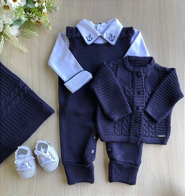 saída de maternidade azul marinho + all starzinho 5 peças