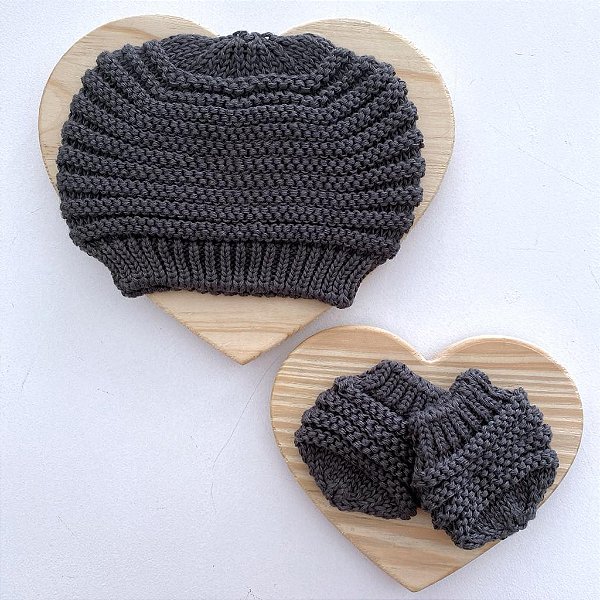Kit gorro e luvas em tricot rubin 2 peças