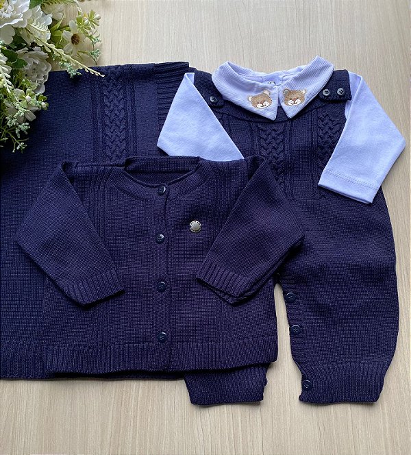 Saída de maternidade de menino Madrid Urso Tamine 4 peças