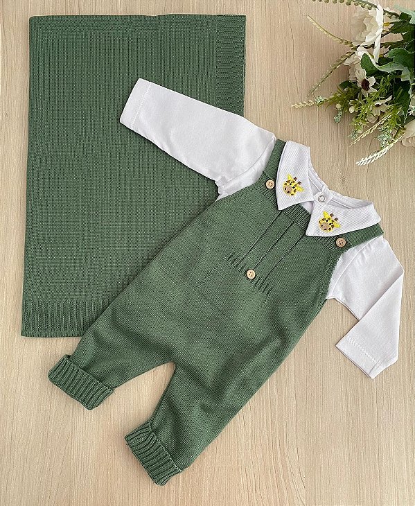 Saida de maternidade tricot 3 peças safari girafa