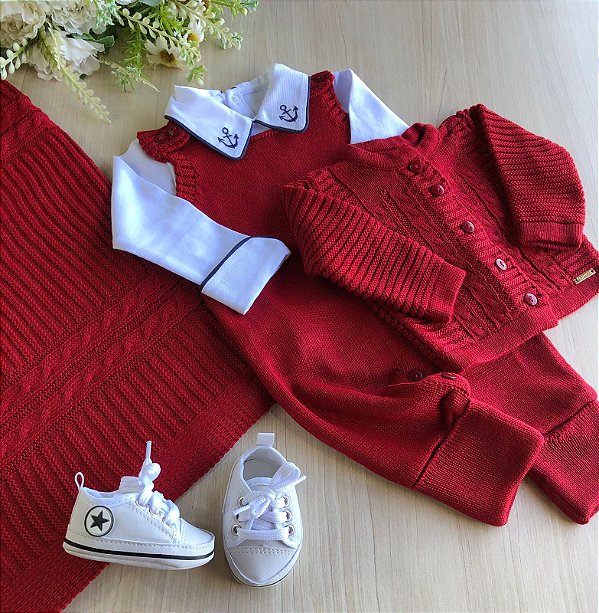 Saida de Maternidade Tricot Tênis All Star 5 Peças