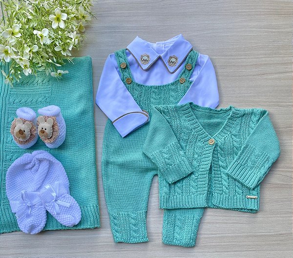 Saída de maternidade de menino Laredo em tricot completa