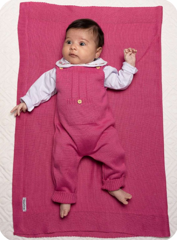 Saída de Maternidade de Menina Maria Clara em tricot com Body de Rendas e Pérolas 3 peças Dinhos Baby