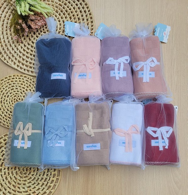 Manta cobertor maternidade bebê recém nascido Sanches Baby tricot 90x90cm