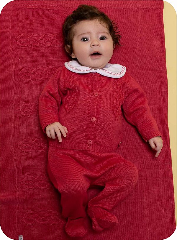 Saída de maternidade de menina em tricot Helena 4 peças