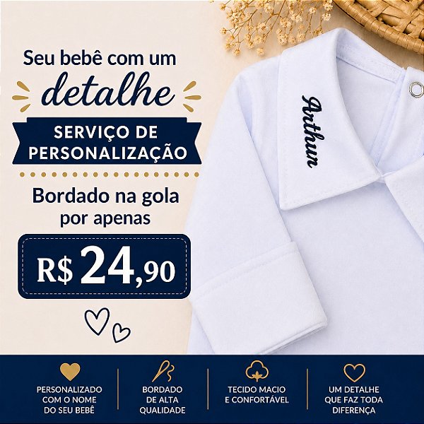 Serviço de Personalização Nome na Gola do Body