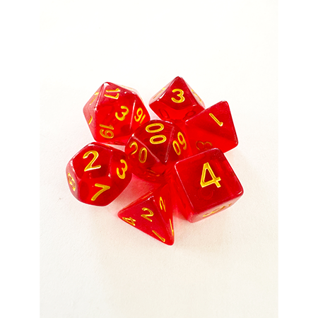 Central Dice - Kit Dados RPG: Translucido Vermelho e Dourado