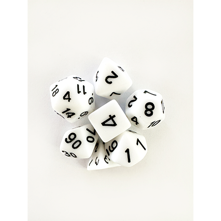 Central Dice - Kit Dados RPG: Opaco Branco e Preto