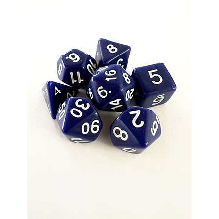 Central Dice - Kit Dados RPG: Opaco Azul e Branco