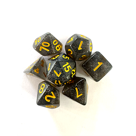 Central Dice - Kit Dados RPG: Glitter Fumaça e Dourado