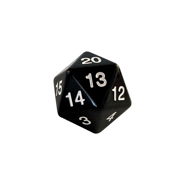 Central Dice - d20 JUMBO: Opaco Preto e Branco