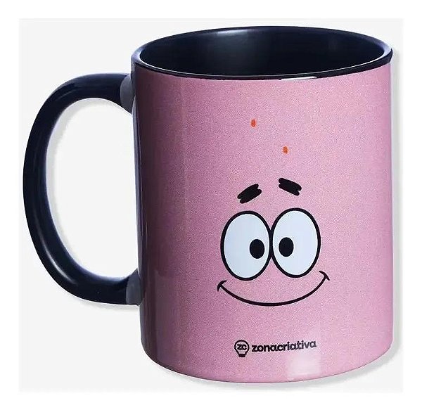 Caneca - Bob Esponja - Patrick - Rosa E Preto 350ml - Zonacriativa - PRONTA ENTREGA