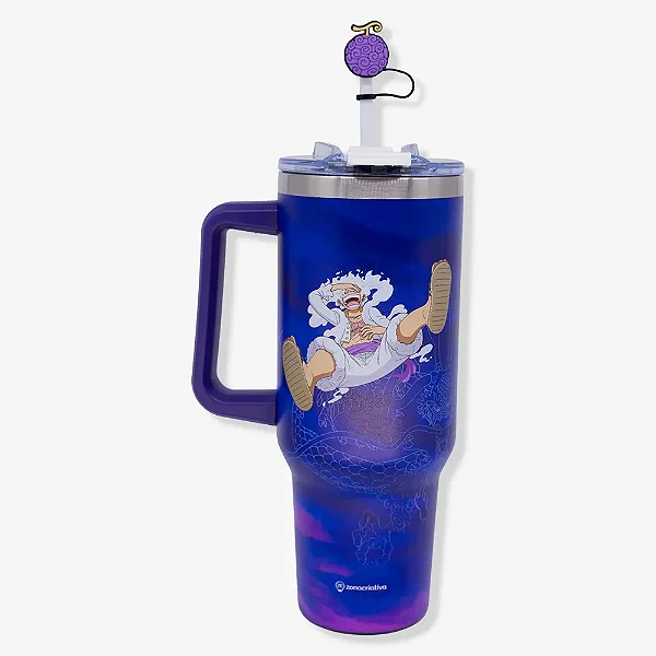 Copo Térmico Tumbler c/Pingente Monkey D. Luffy Gear 5 – One Piece - 1,15lt - Zonacriativa - Pronta Entrega