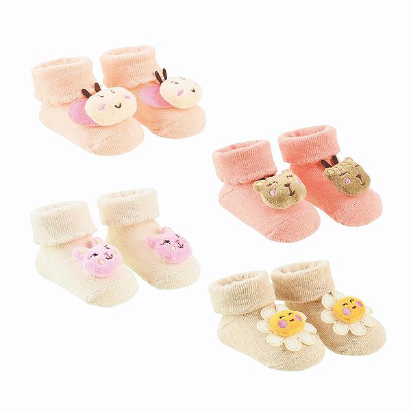 MEIA BICHINHO RN FEM PIMPOLHO OFF WHITE/FLOR