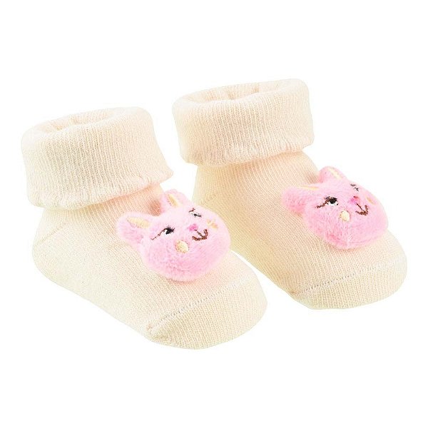 MEIA BICHINHO RN FEM PIMPOLHO OFF WHITE/COELHO