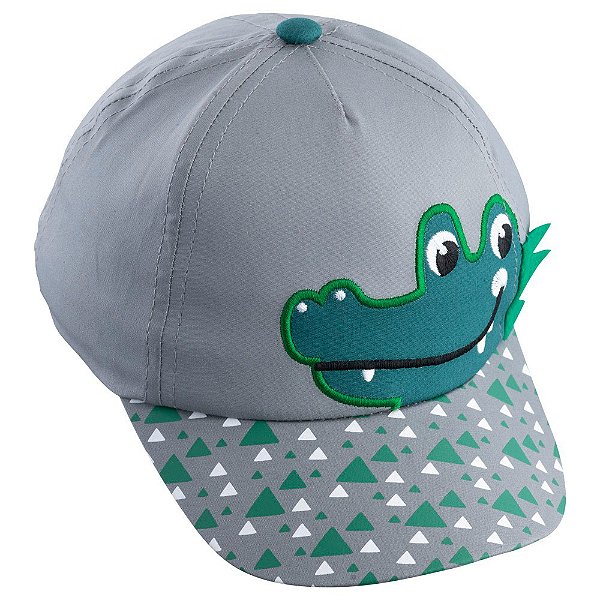 Boné Infantil Lúdico Masculino Pimpolho Cinza Jacaré 3D