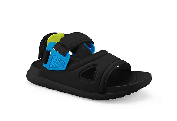 SANDALIA BIBI PAPETE MOVE TECIDO PRETO / AZUL AQUA