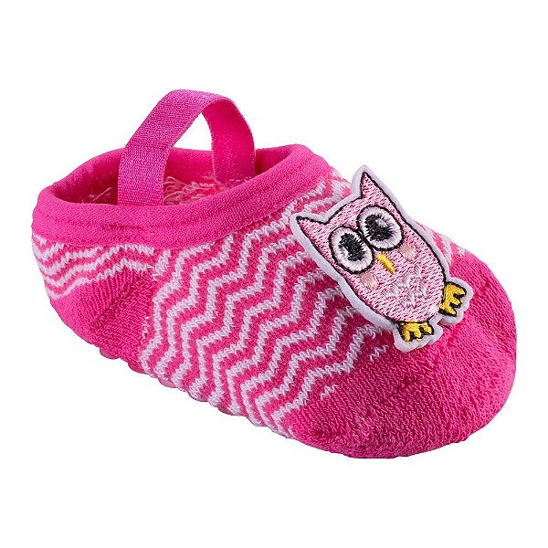 MEIA SAPATILHA APLIQUE 16-20 FEM PIMPOLHO PINK/CORUJA