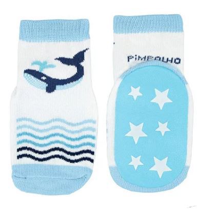MEIA ANTIDERRAPANTE 16-20 MASCULINA PIMPOLHO AZUL/ BALEIA