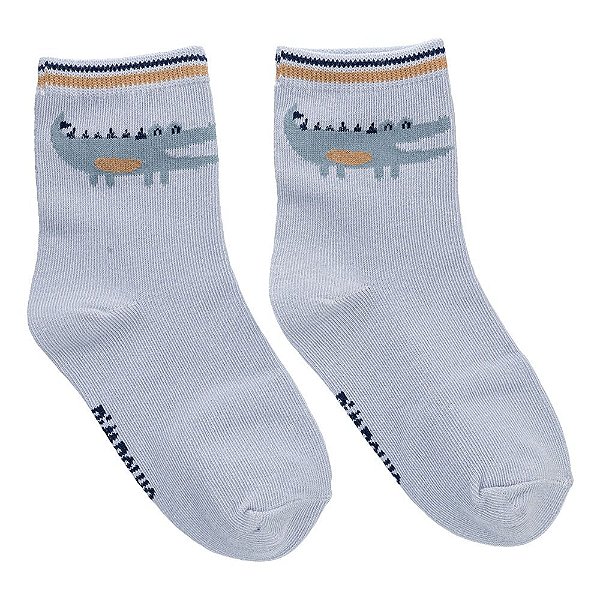 KIT 3 PARES DE MEIAS TAM 31-34 MASCULINO PIMPOLHO AZUL/BRANCO/AZUL JACARÉ