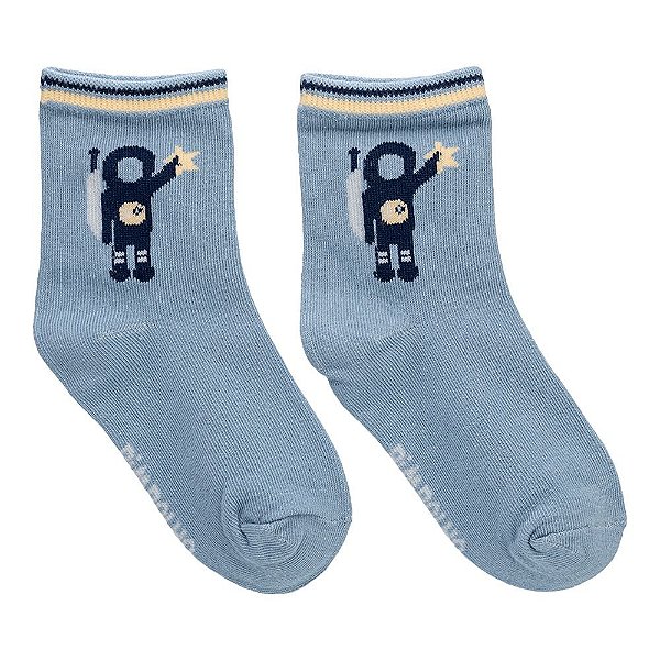 KIT 3 PARES DE MEIAS TAM 31-34 MASCULINO PIMPOLHO MARINHO/AZUL/CINZA ASTRONAUTA