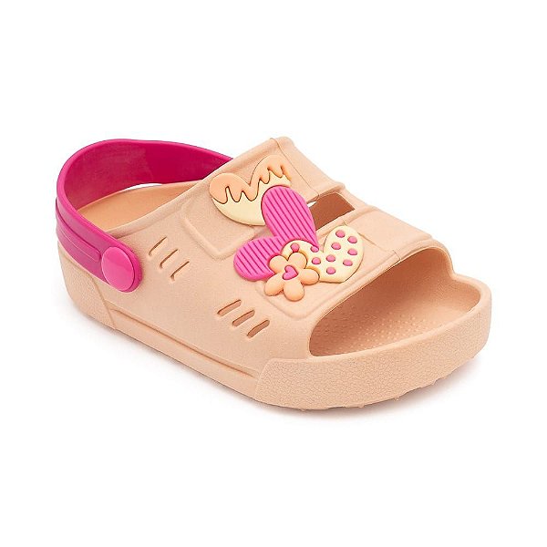 SANDALIA BABUCHE PIMPOLHO SALMAO COM ROSA