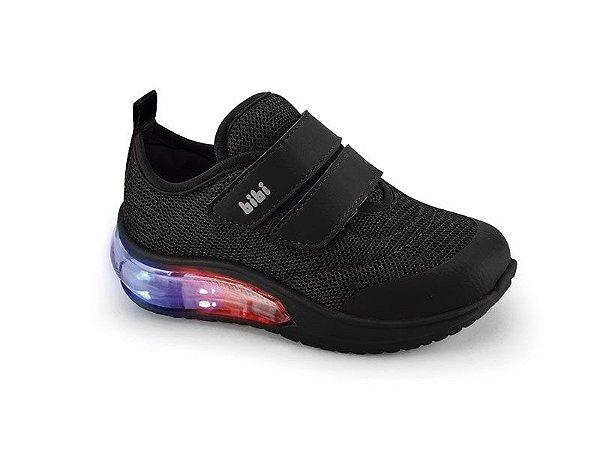 Tênis Bibi Space Wave Preto com Velcro e Luzinhas de Led #progressivo