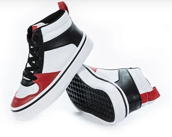 Tênis Mini Dominik Vermelho Branco e Preto Diversão #progressivo