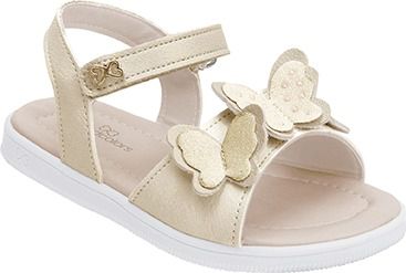 Sandalia World Colors Feminina Dourada com Borboletas