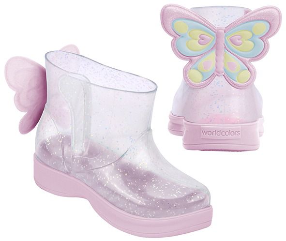Galocha Feminina Gliter Furtacor Rosa com Borboleta