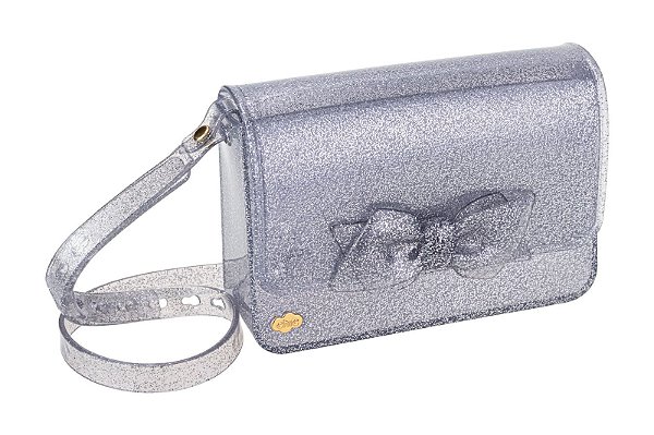 Bolsa Infantil Charmosinha Chic com Laço Maxi Gliter Prata