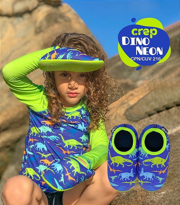 Sapatilha de Neoprene CREP Dino Azul e Verde