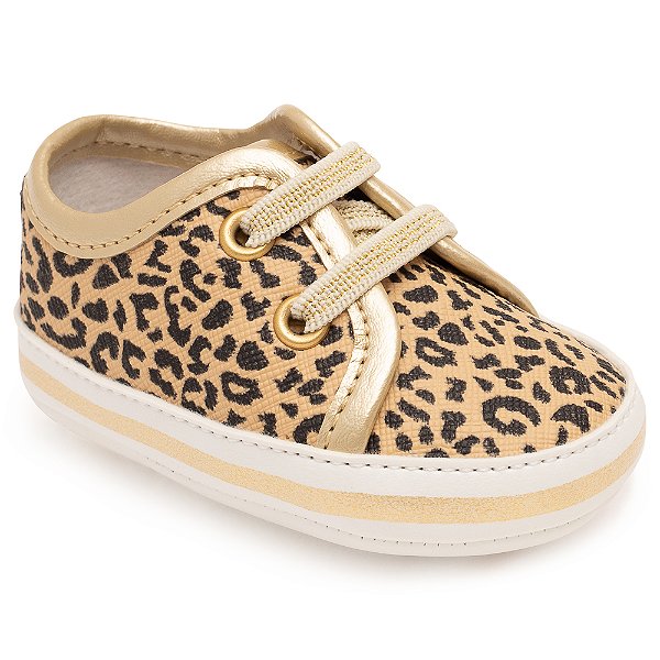 Tênis Pimpolho Animal Print Oncinha Bege e Marrom
