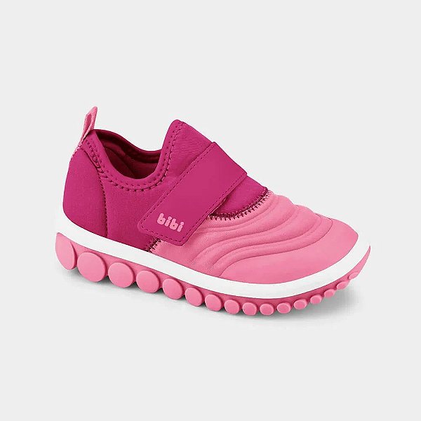 Tênis Bibi Roller com Velcro Rosa Pink e Rosa chiclete