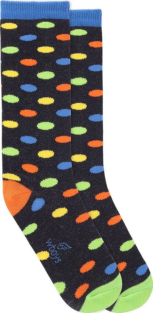 Meia 30 - 36 Worls Colors 3/4 Preta Bolas Coloridas
