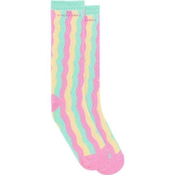 Meia 23 - 29 Worls Colors 3/4 Ondas Coloridas Candy Colors