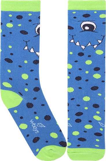 Meia 23 - 29 Worls Colors 3/4 Azul com Bolas e Monstro