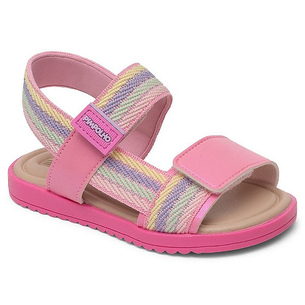 Sandália Pimpolho Rosa e Candy Colors Ajuste e Fechamento com Velcro