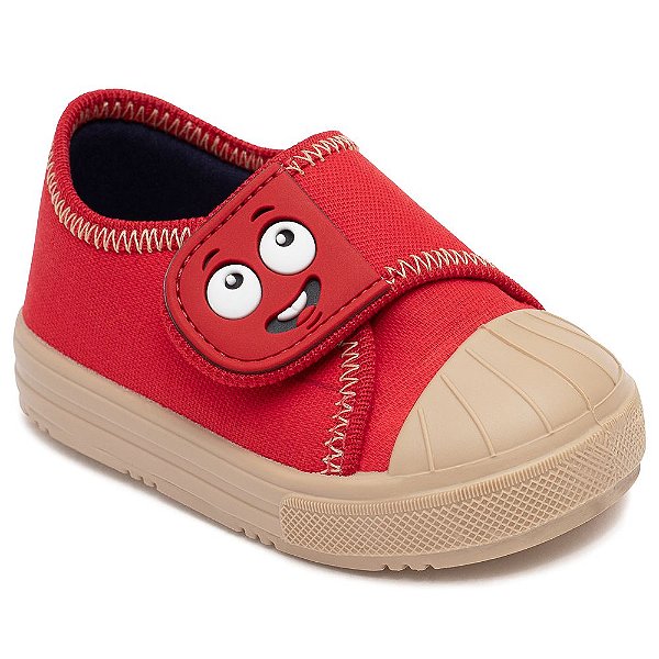 Tênis Pimpolho Smile Vermelho Carinha com Velcro