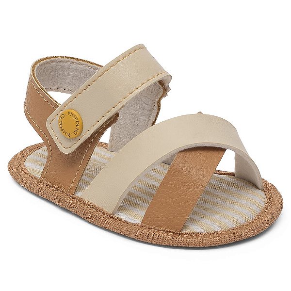 Sandália Baby Pimpolho Masculina Bege e Caramelo
