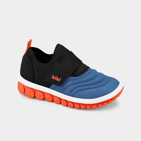 Tênis Bibi Roller com Velcro Azul Laranja e Preto