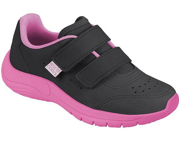 Tênis World Colors Preto com sola Rosa Pink