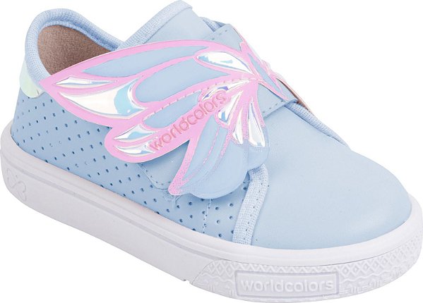 Tênis World Colors Docinho Azul com Velcro de Borboleta