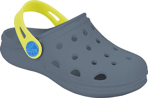 Babuche World Colors Pop mini Wboys Cinza e amarelo
