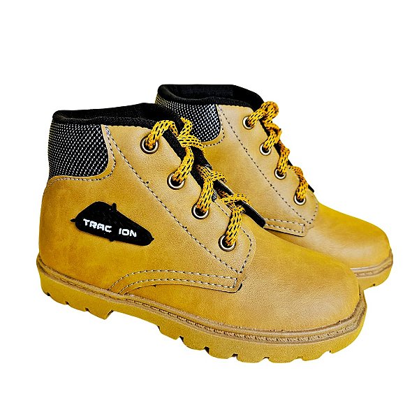 Bota Coturno Gibizinho Masculino Mostarda e Preto Cadarço