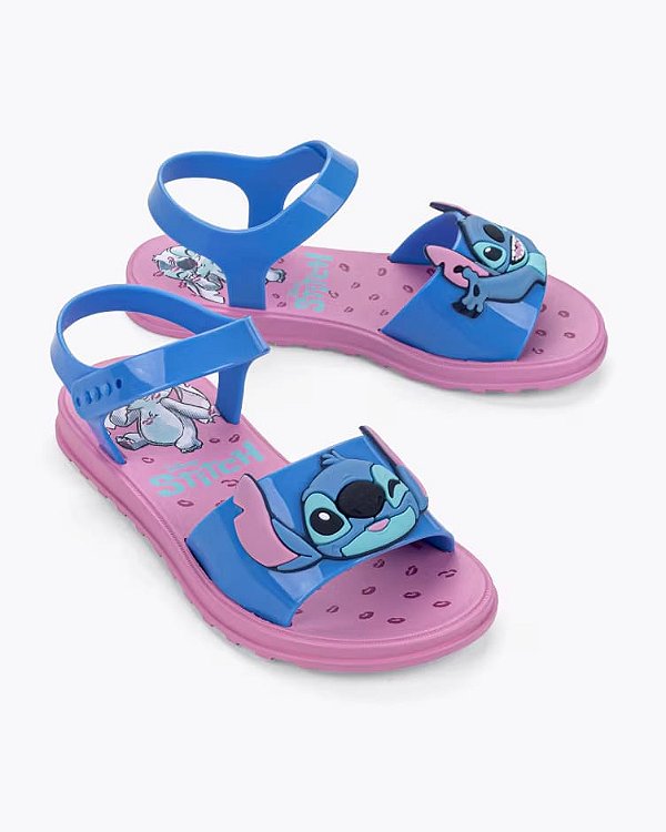 Sandália Infantil feminina Disney Stitch To Play Rosa e Azul