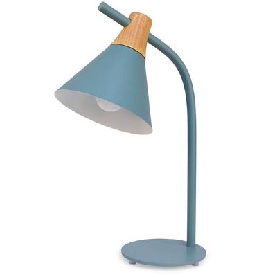ABAJUR DE MESA MACAROM METAL MADEIRA AZUL